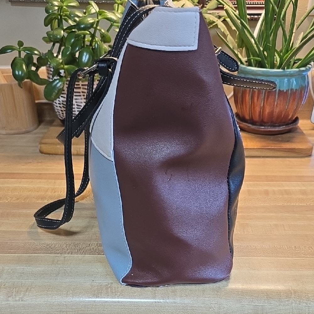 Patchwork Shoulder Bag - Black, Gray, Blue - image 4